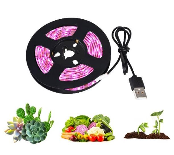 Tam Spektrum Bitki Büyütme Şerit Işık 5V USB Uç 1,5 mt Dış Mekan