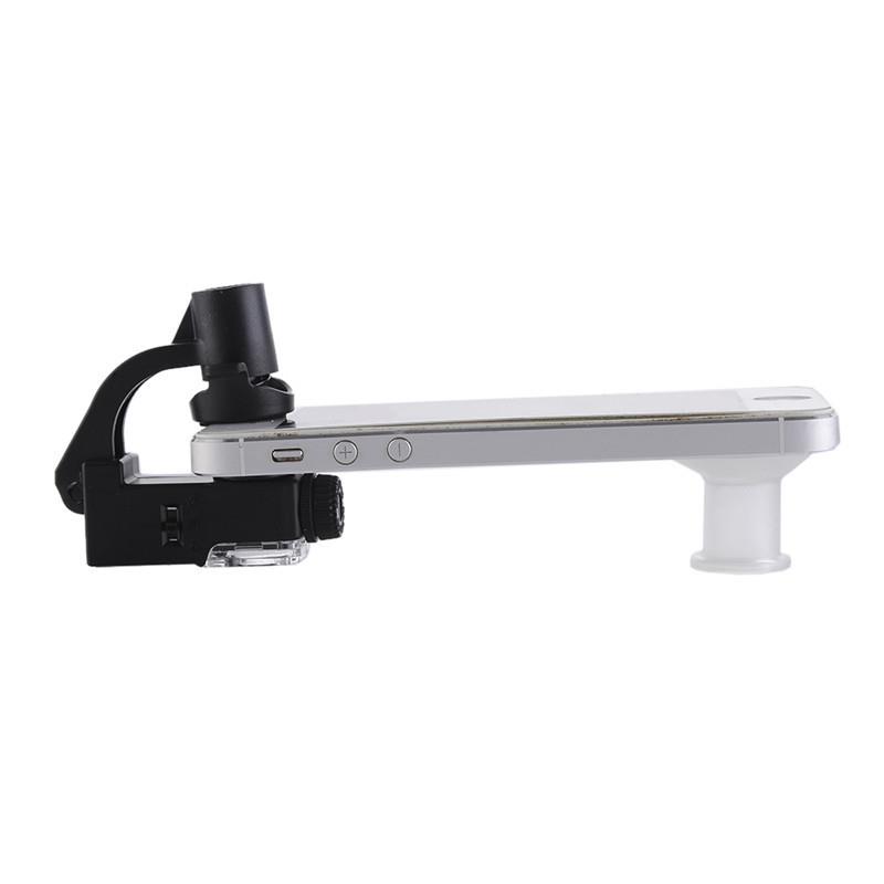 90X Makro Lens Büyüteç Optik Zoom Mikroskop Telefon Klipsli UV LED Işıklı 