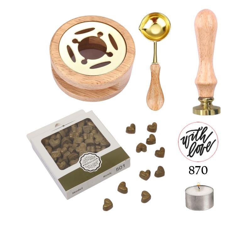 Davetiye Mum Mühürü Uygulama Seti Ahşap Rengi 870 With Love