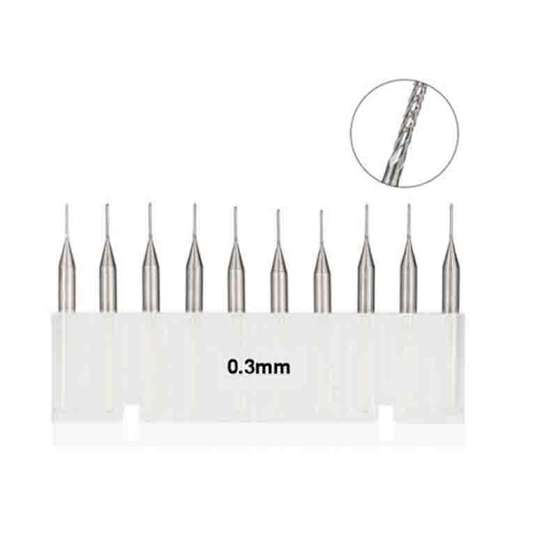 Tungsten Karbür PCB Kesme CNC Freze Ahşap İşleme 0.3mm 10 Adet 