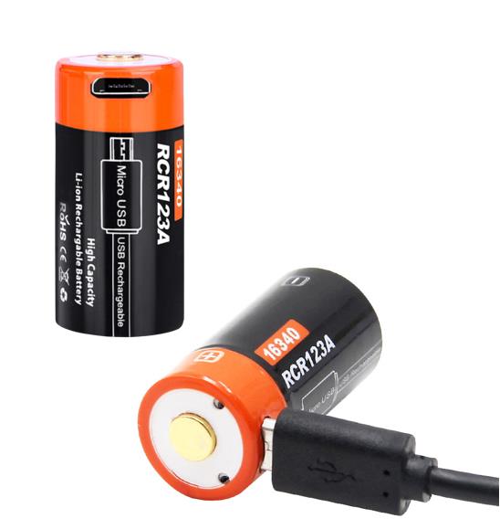 16340 CR123A 650mAh 3.7V Li-on Şarjlı Pil Koruma Panolu Led Işıklı