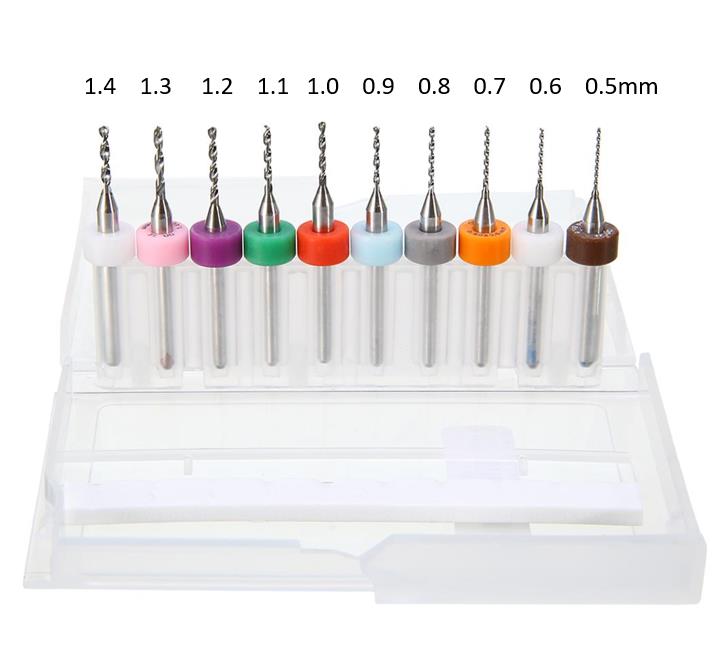 Mikro Karbür PCB Matkap Ucu Metal CNC Sondaj 10lu Set 0.5-1.4mm 