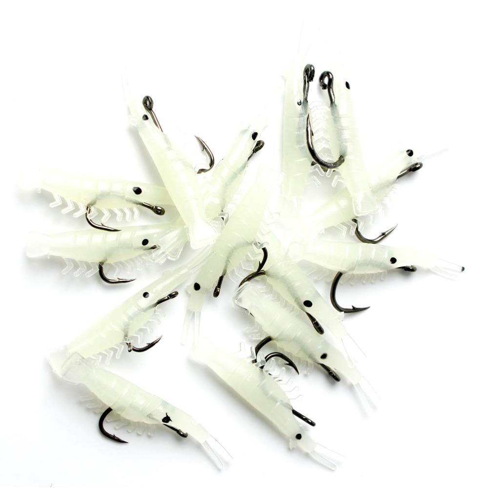 PROFISHER 20 Adet Fosforlu 3,8 cm Karides Silikon Yapay Yem 6-12 # İğne 