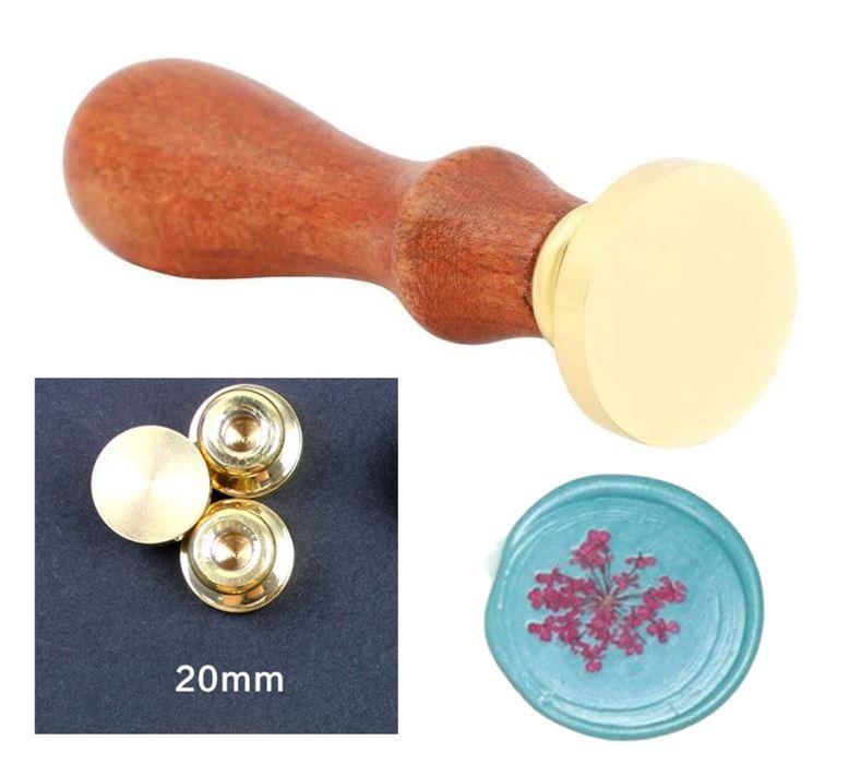 Eritme Balmumu Mührü Damga 20 mm Yuvarlak Boş Bakır Kafa + Gülağacı Kol 