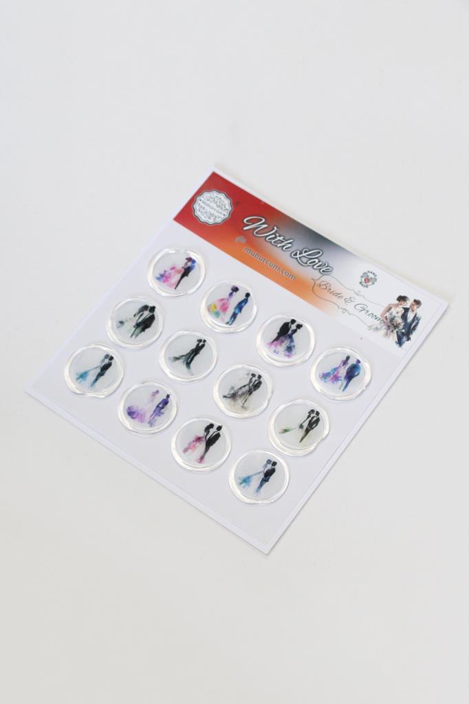 Mühürcüm 12 Adet Hazır Kendinden Yapışkanlı Davetiye Sticker Mühür KYSM104