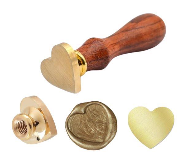 Boş Mum Mühür Pirinç Damga Başlığı Kalp Şekilli 25x22mm