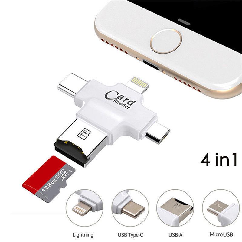 OTG Micro SD TF Kart Okuyucu 4 in1 iOS Mikro Type-C USB