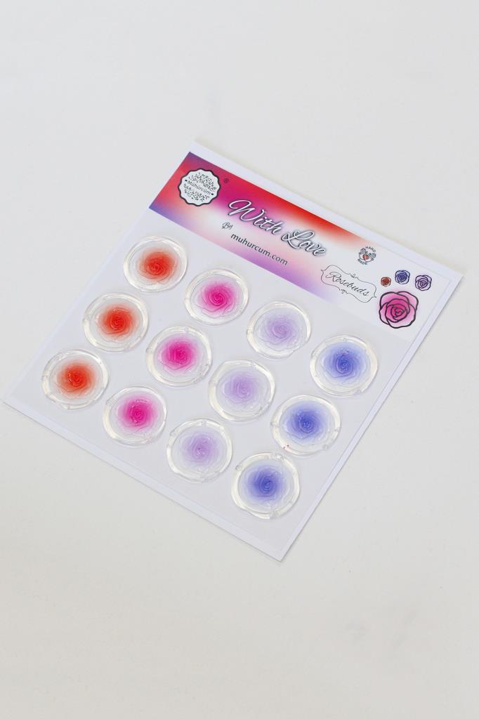 Mühürcüm 12 Adet Hazır Kendinden Yapışkanlı Gelin Damat Çift Davetiye Sticker Mühür KYSM117