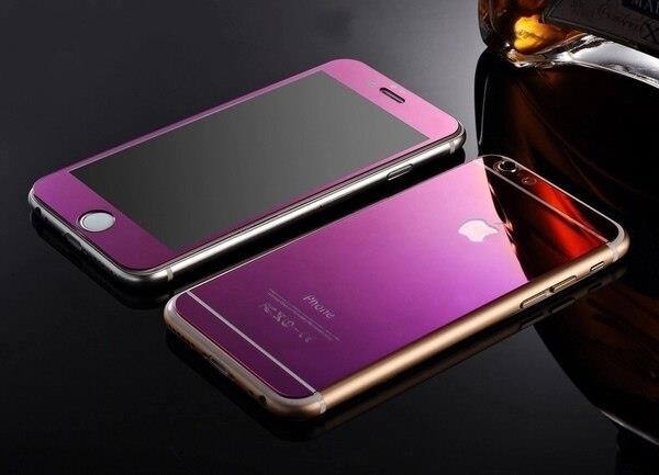 iPhone 6 6S İçin Ön/Arka Mirror Aynalı Ekran Koruyucu Tamperli Cam Mor Renk