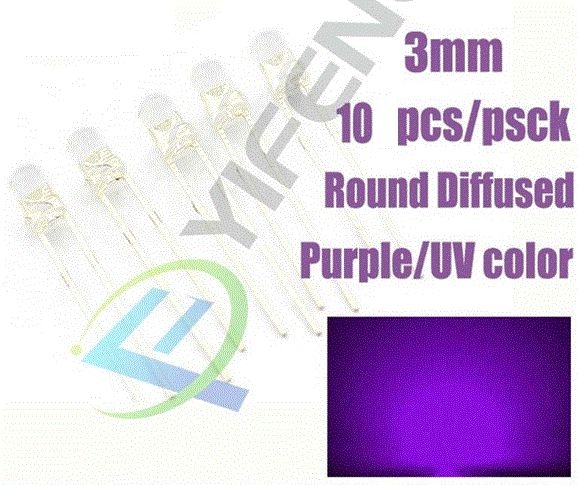 UV ULTRAVİOLE 3mm DİYOT LED LAMBA 395nm 10 adet