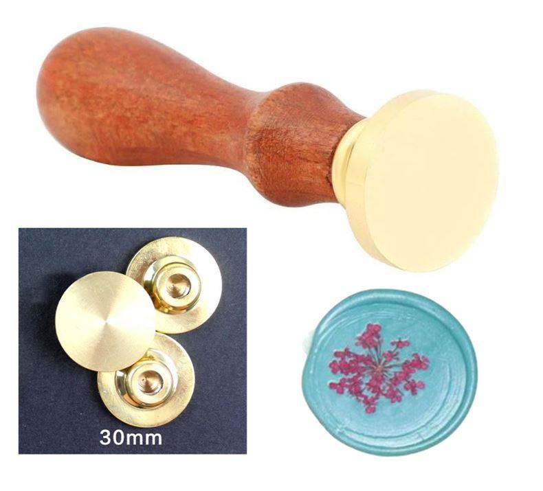 Eritme Balmumu Mührü Damga 30mm Yuvarlak Boş Bakır Kafa + Gülağacı Kol  