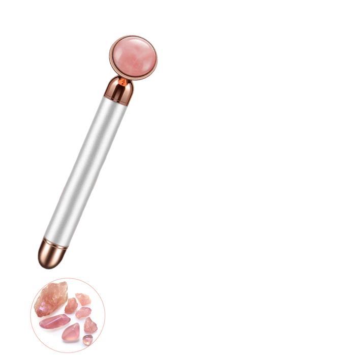 Titreşimli Güzellik Masaj Kalemi Doğal Pink Jade (Yeşim) Taş, Gümüş Çubuk