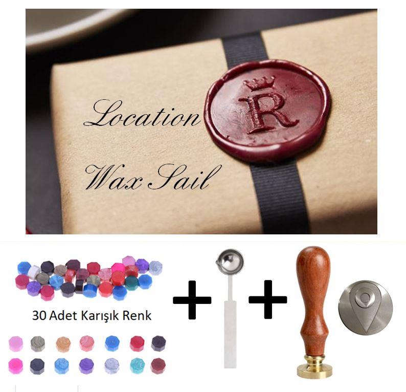 Retro Mektup Mühürü Damga Location + 30 Adet Mühür Mumu + Eritme Kaşığı
