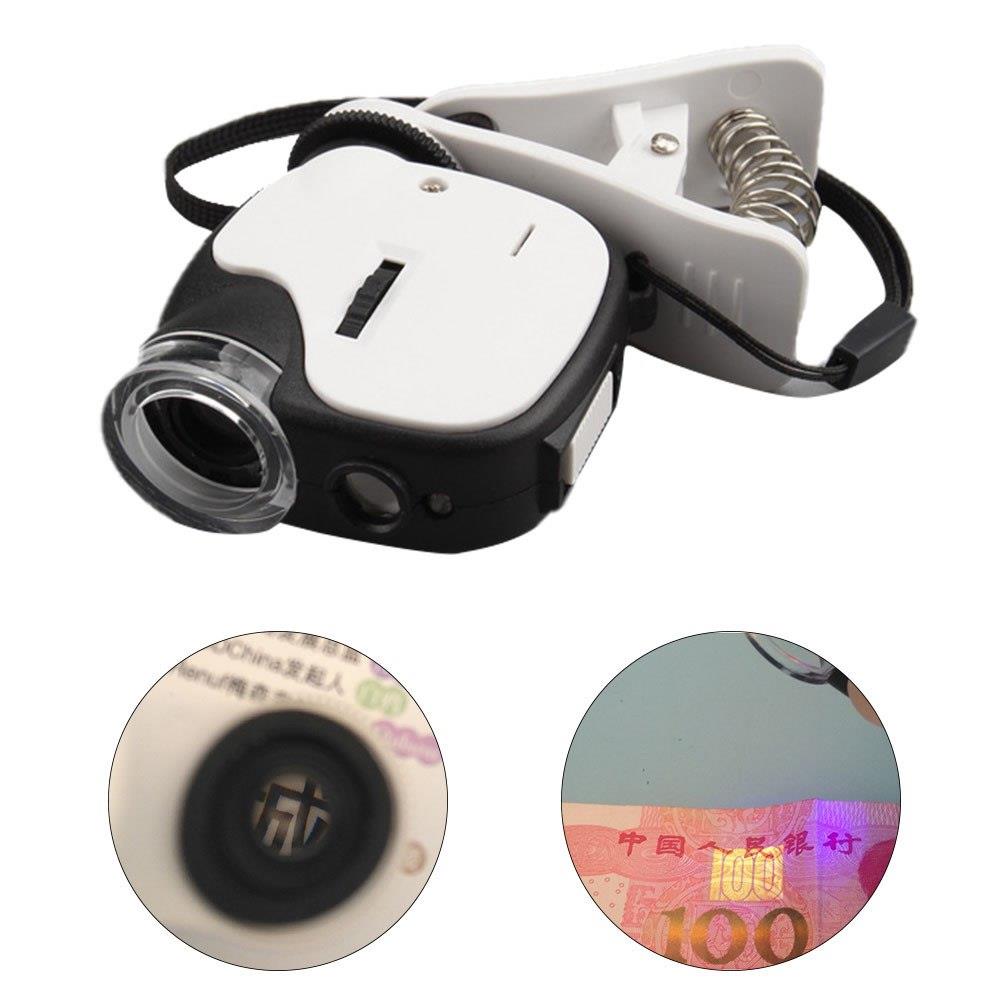 55X Büyüteç Telefon Klipsli Optik Makro Lens Büyüteç 2 LED 1 UV LED ORCA