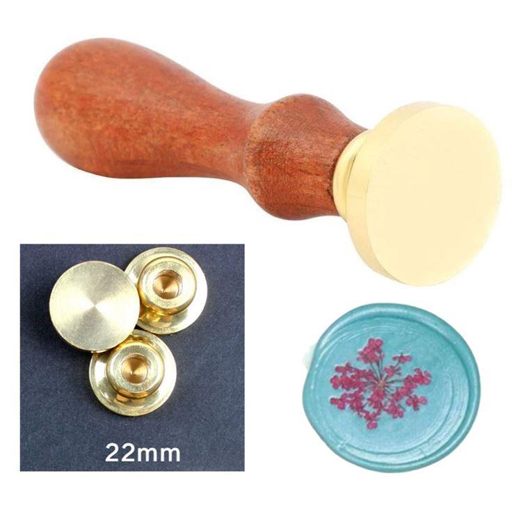 Eritme Balmumu Mührü Damga 22 mm Yuvarlak Boş Bakır Kafa + Gülağacı Kol 