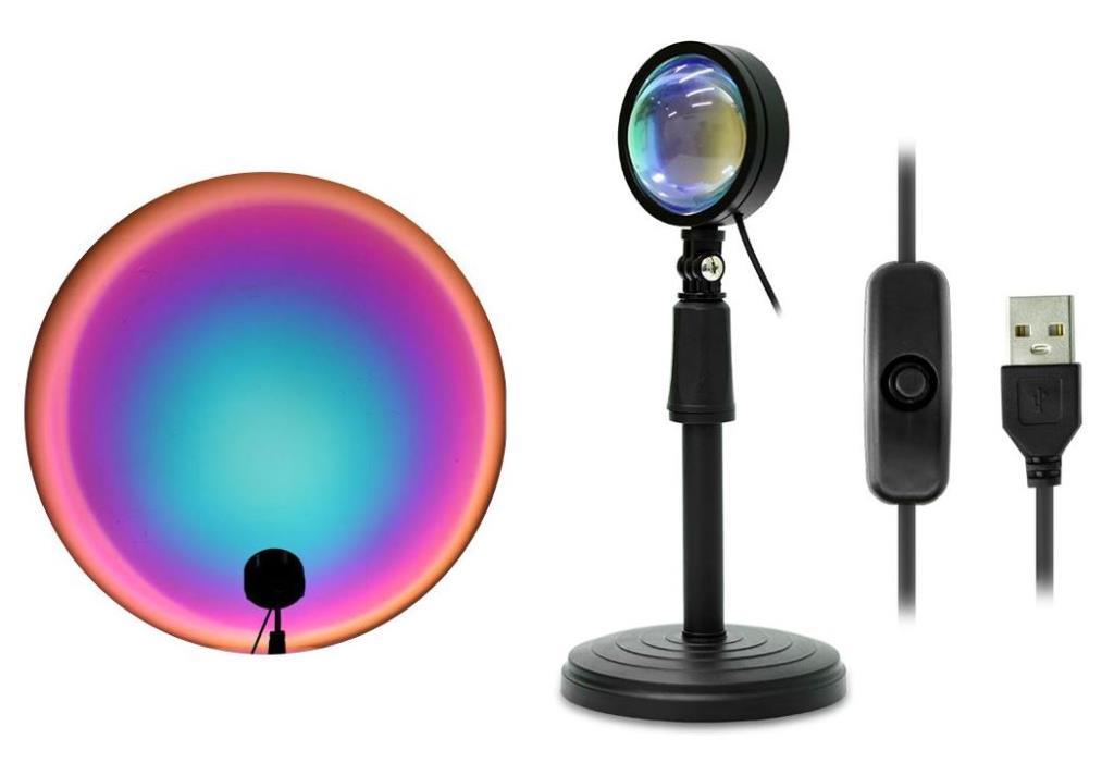 Gökkuşağı Projeksiyon Lambası Atmosfer Işığı 360° USB 5V Switchli