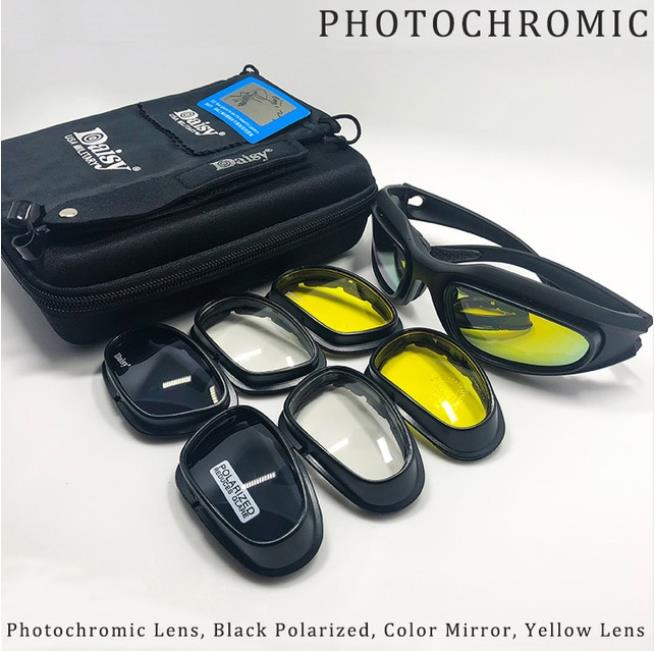 Gözlük DAISY C5 USA MILITARY 4 Lensli Fotokromik Taktikal Sürüş Güneş