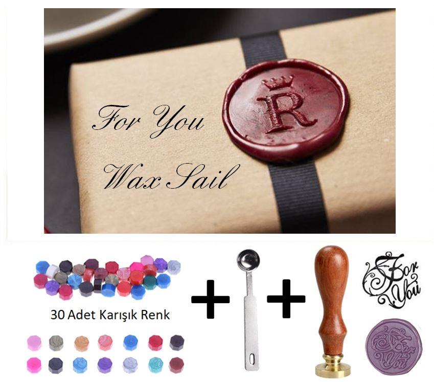 Retro Mektup Mühürü Damga For You + 30 Adet Mühür Mumu + Eritme Kaşığı