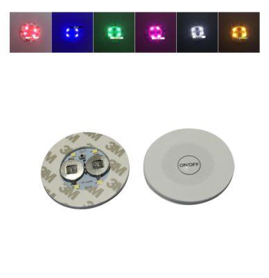 Parti Led Şişe Bardak Altlığı 6cm Parlak 4 LED Flaş Dekor Işık 7 Renk