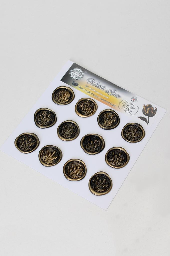 Mühürcüm Antique Tulips 12 Adet 3D Hazır Kendinden Yapışkanlı Sticker Mühür RM2108