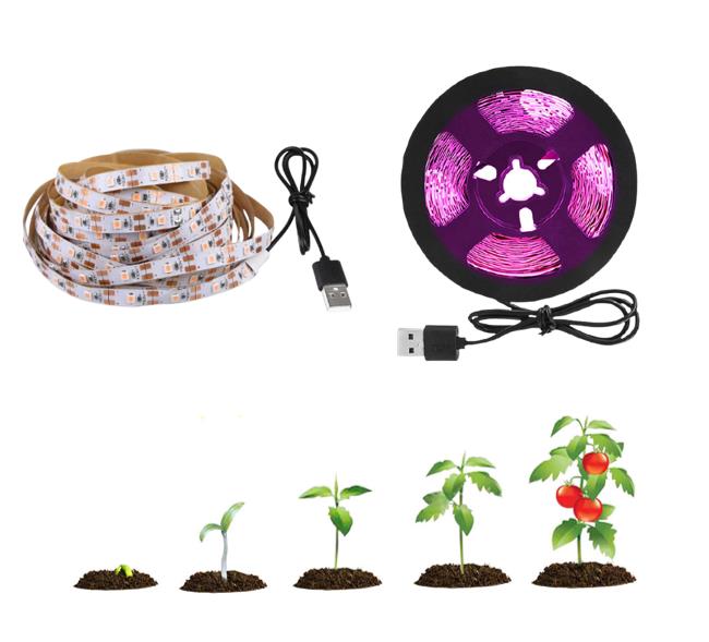 Tam Spektrum Bitki Büyütme Şerit Işık 5V USB Uç 5 mt Dış Mekan