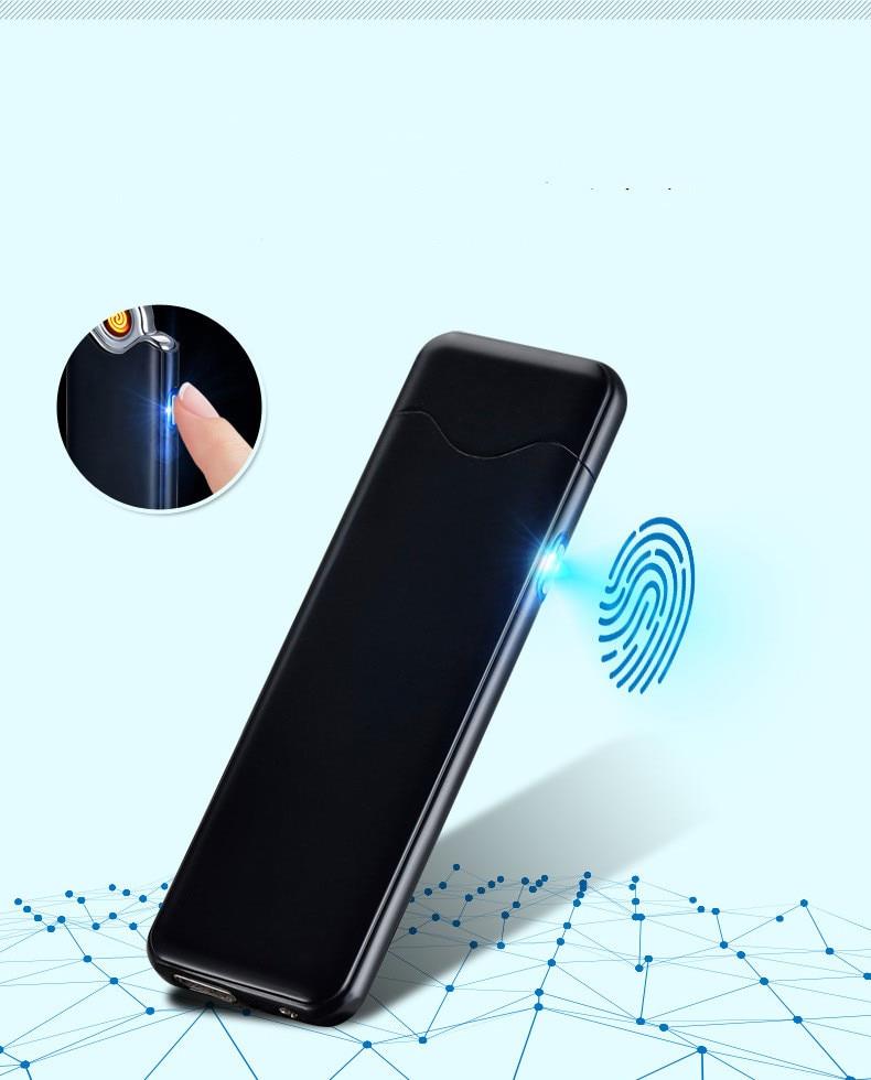Elektronik Alevsiz Çakmak Parmak İzi Dokunmatik Sensör USB Şarjlı 