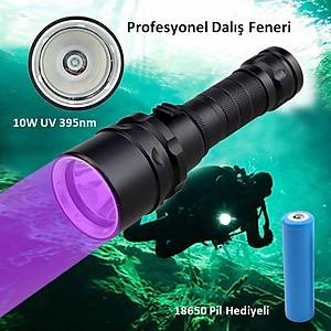 395nm UV 100 mt Sualt� Dal�� El Feneri 10W Ultraviyole XPE LED Profesyonel �r�n
