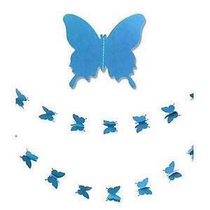 D���n Do�um G�n� Parti Dekoru Ka��t Kelebek Dizesi Mavi Renk