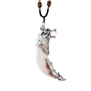 Do�al Tibet 7cm Alfa Kurt Di�i Kolye Beyaz Renk Ayarl� �rg� �p