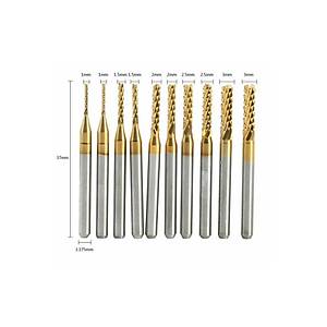 PCB Mini Karb�r Freze Kesici 1.0-3.0mm 10 lu Set 3.175mm Shank