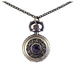 Kuvars K�stekli Cep Saati Silver Antika Kolye Antik Oyma Desenli