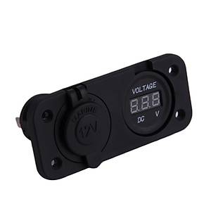 2 in 1 Ara� Su Ge�irmez 12V 15A �akmak Soket G�� Paneli Voltmetre 
