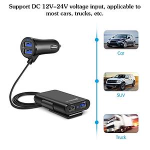 Ara� QC 3.0 H�zl� �arj Adapt�r� 4 USB ��k��l�  2.4A + 3.1 A  1.7mt Uzatma Kablolu  