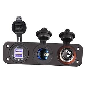 12V Ara� �akmak Soketi Mavi LED 12V �ift USB �arj Adapt�r� 