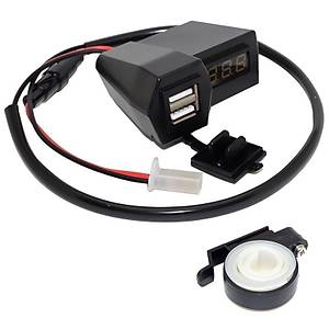 Motosiklet Gidonu Led Dijital Ekran �arj Soketi Voltmetre Adapt�r� �ift USB 3.1A 