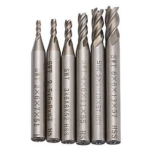 CNC Karb�r End Mill HSS Karb�r 2mm-6mm �ap Freze Kesici 6 Adet