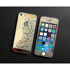iPhone 5 5S ��in �n/Arka Mirror Aynal� 3D Ekran Koruyucu Tamperli Cam Gold Renk