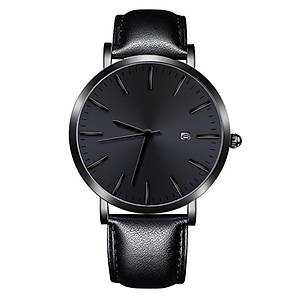 Kuvars Erkek Saati Takvimli Paslanmaz �elik Su Ge�irmez PU Deri Kay�� 