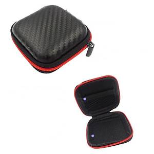 Kulakl�k �anta PU Karbon Desen Deri Fermuarl� Mini  Kulakl�k Muhafaza Kutusu