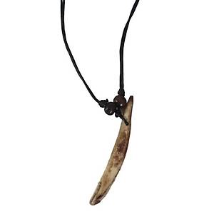 Tibet Tribal Ger�ek Di� Kolye 4-5cm Kahve Renk Boy Ayarl� Kordon