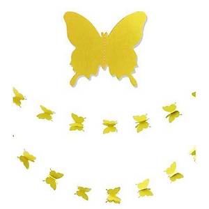 D���n Do�um G�n� Parti Dekoru Ka��t Kelebek Dizesi Alt�n Sar�s�