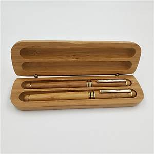 Do�al Bambu T�kenmez & Dolma Kalem Set Kaligrafi Ah�ap Hediyelik Kutulu 