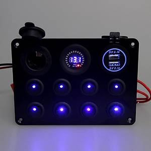 Marine 8 D��me Rocker Panel Voltmetre �akmak Yata�� USB 12V/24V 