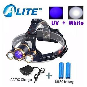 UV 395 nm Cree �ok Fonksiyonlu Led Kafa Feneri Zumlanabilir Far TMWT 4 Mod 