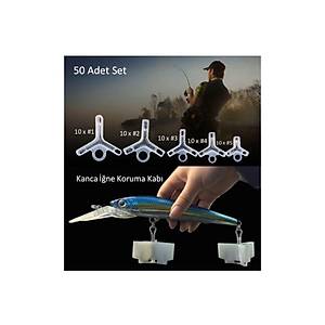 Plastik Sahte Yapay Yem 3 l� Kanca ��ne Koruyucu Kapak 5 Boy 50 Adet