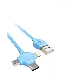 NOHON 3 in 1 USB H?zl? ?arj / Veri Kablosu C Tipi Lightning Mikro 1 mt Siyah