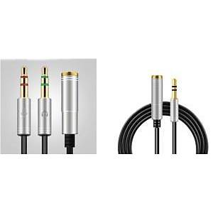 Pc 3.5mm Stereo Ses ve Mikrofon Y Spilitter Kablosu 35 cm + 150 cm Uzatma 