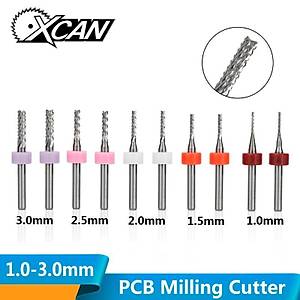 PCB Karb�r Freze Kesici 1.0-3.0mm 10lu Set 3.175mm Shank