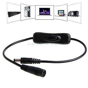 On/Off Anahtarl� Uzatma Ara Kablosu DC G�� Plug 5.5x2.1mm 