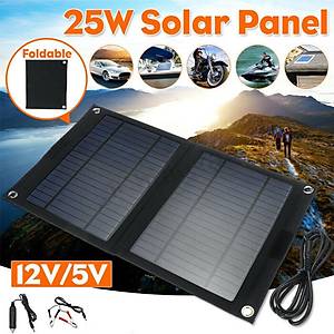 25W Monokristal G�ne� Paneli Portatif Katlan�r USB Mobil �arj Su Ge�irmez 